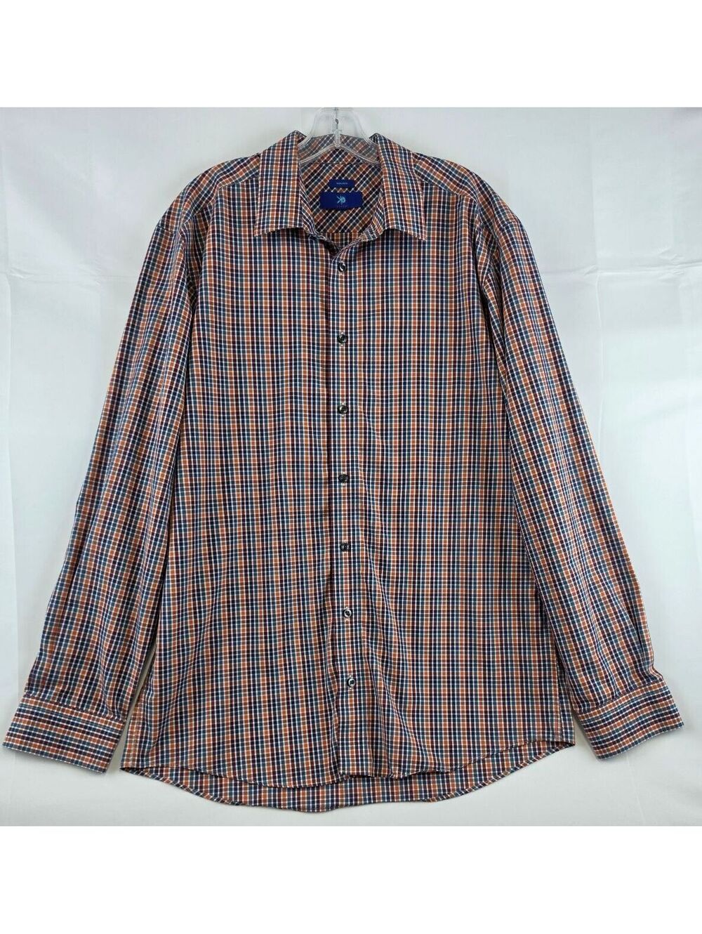 Egara Men's Non-Iron Long Sleeve Button-Up Shirt, 100% Cotton, Size XL, Plaid